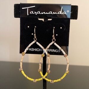 Taramanda Yellow and Gold Beaded Hoop Earrings